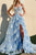 Sky Blue Prom Dress Sequin Tiered A Line Off the Shoulder Evening Dress ZXS2524