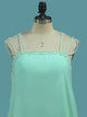 A Line Criss Cross Spaghetti Straps Chiffon Pearls Green Prom Dresses