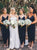 Dark Navy Spaghetti Strap Asymmetrical Bridesmaid Dresses