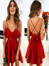 A Line Spaghetti Straps Criss Cross Above Knee Chiffon Homecoming Dress LBQH0125