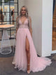 Sweep Train Pink Evening Dresses