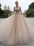 Ball Gown Pink Sweetheart Tulle Appliques Prom Dress LBQ2837