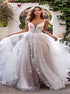 V Neck Tulle A Line Appliques Wedding Dress LBQW0057