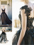 A Line Straps Sleeveless Tulle Appliques Open Back Prom Dress LBQ2842