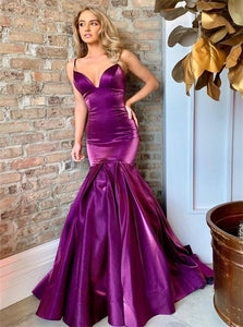 Sweep Train Sleeveless V Neck Prom Dresses