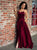 Satin Criss Cross Red Prom Dresses with Slit 