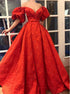 A Line Off the Shoulder Satin Prom Dress with 3D Flower Appliques LBQ1166