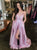 Sweep Train Pink Evening Dresses with Slit