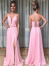 Spaghetti Straps A Line Chiffon Prom Dresses with Slit LBQ0880