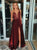 A Line Sleeveless Burgundy Prom Dresses