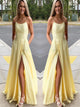 Sweep Train Pleats Chiffon Light Yellow Prom Dresses