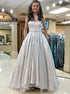 A Line Gray Sweetheart Beading Tulle Prom Dresses LBQ2210