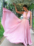 A Line Scoop Pleats Sleeveless Chiffon Prom Dress LBQ2847