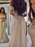 Two Piece Off the Shoulder Beaded Pink Prom Dresses LBQ3127