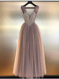 Sweep Train Pink Evening Dresses