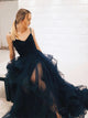 Sweep Train Tulle Evening Dresses with Slit