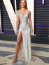 Sparkly One Shoulder Sliver Sequin High Side Slit Prom Dresses LBQ1567