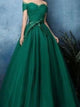 Off the Shoulder Ball Gown Tulle Pleats Prom Dresses