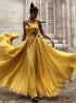 A Line Yellow Chiffon Halter Lace Up Butterfly Pleats Prom Dress LBQ2954