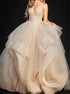 Ball Gown Spaghetti Straps Ruffles Open Back Tulle Prom Dress LBQ2829