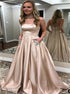 Strapless Ball Gown Champagne Prom Dress LBQ0909