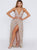 A Line V Neck Prom Dresses with Slit