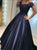 A Line Satin V Neck Appliques Prom Dresses