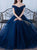 Tulle Off the Shoulder A Line Long Prom Dresses 