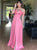 A Line Sleeveless Sweep Train Satin Prom Dresses