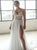 A Line Strap V Neck Wedding Dresses With Split