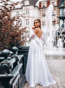 Sweep Train White Evening Dresses