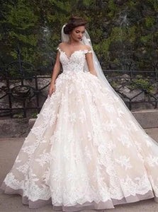 Ivory Tulle Floor Length Open Back Wedding Dresses