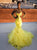 Mermaid V Neck Long Sleeves Tulle Appliques Prom Dresses