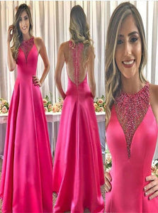 Sweep Train Pink Evening Dresses