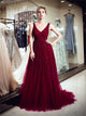 Sweep Train Red Evening Dresses