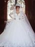 Ball Gown Long Sleeves Sweetheart Tulle Appliques Wedding Dresses LBQW0139