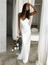 White Mermaid Spaghetti Straps Wedding Dress LBQW0068