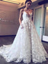 Spaghetti Straps V Neck Tulle Appliques Wedding Dresses LBQW0077